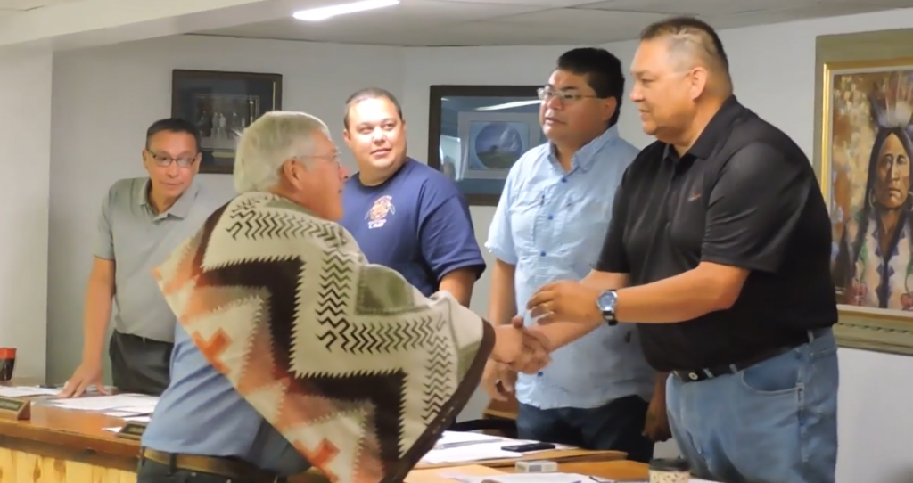 Father Pete’s retirement ceremony with the Chippewa Cree Tribal Council